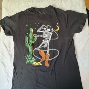 Brixton Black Cowboy Skeleton Tee